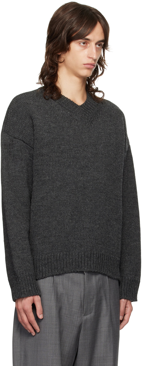 OUR LEGACY Gray Sonar V-Neck Sweater Our Legacy