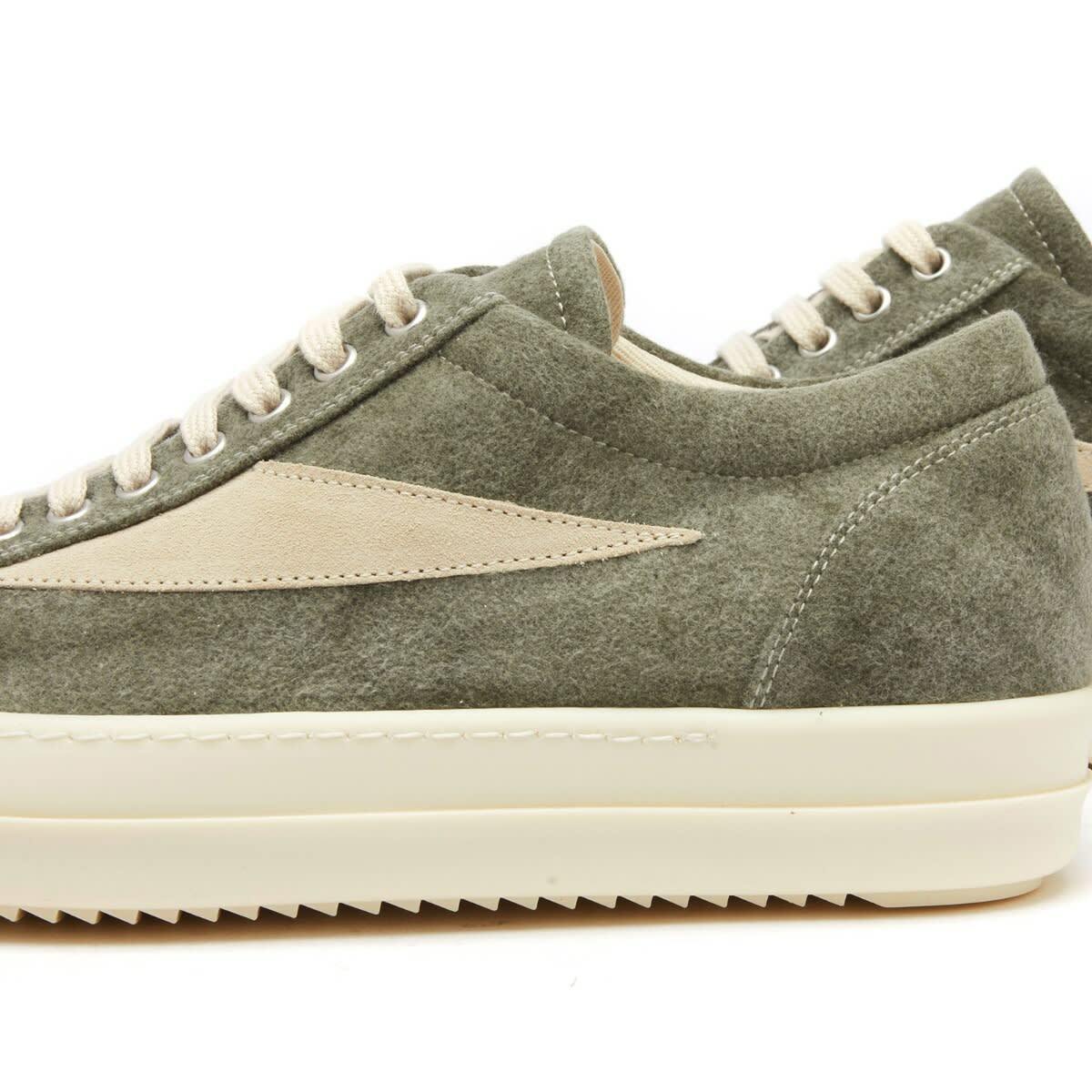 Rick Owens DRKSHDW Men's Moleskin Vintage Sneakers in Sage/Milk