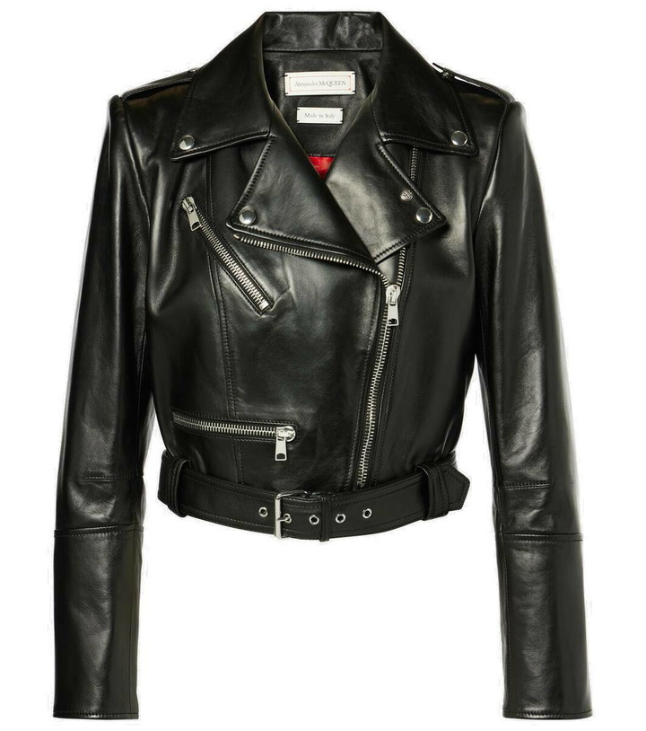 Photo: Alexander McQueen Cropped leather biker jacket