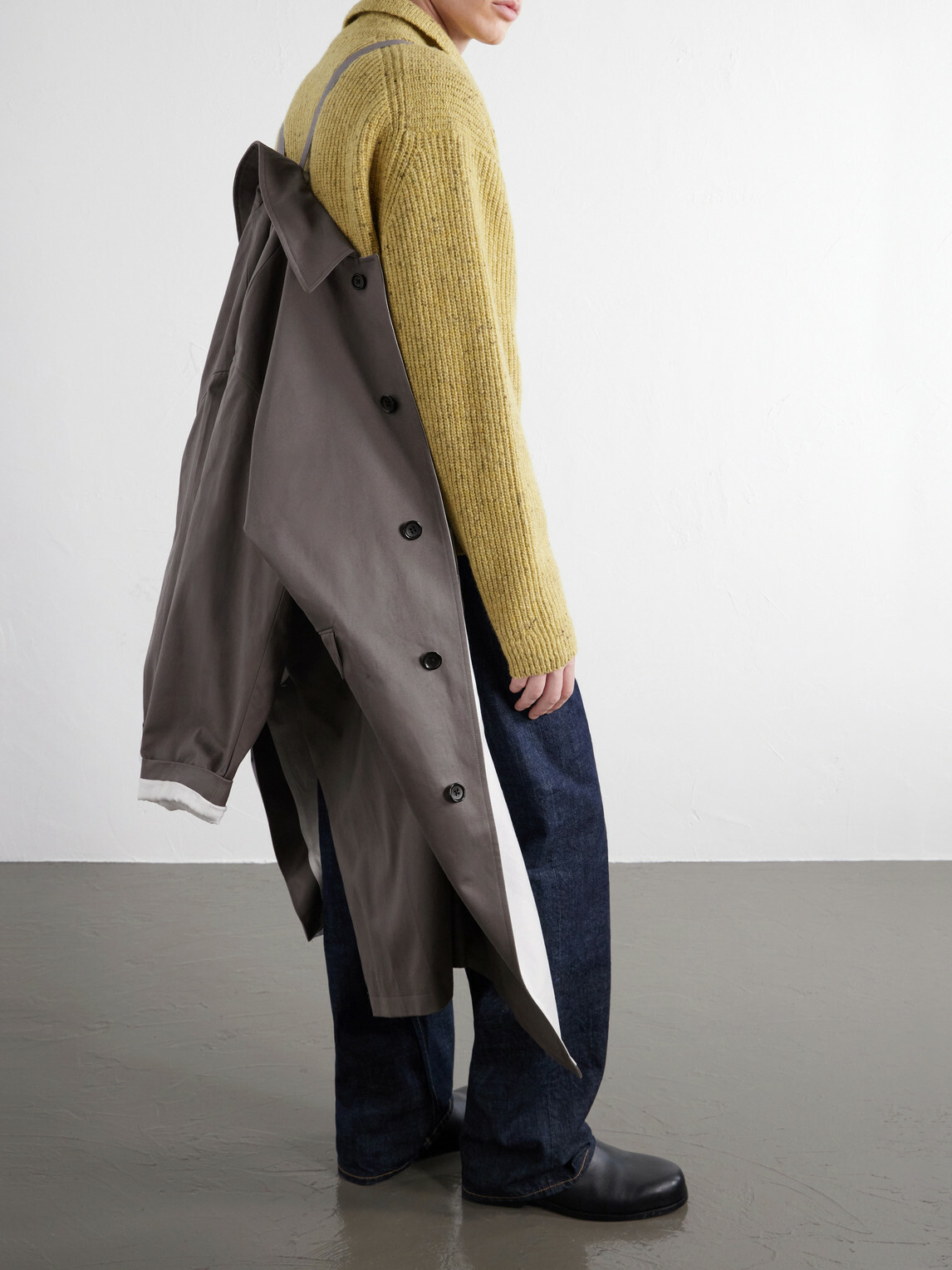 Graphpaper - Railway Cotton-Twill Trench Coat - Gray