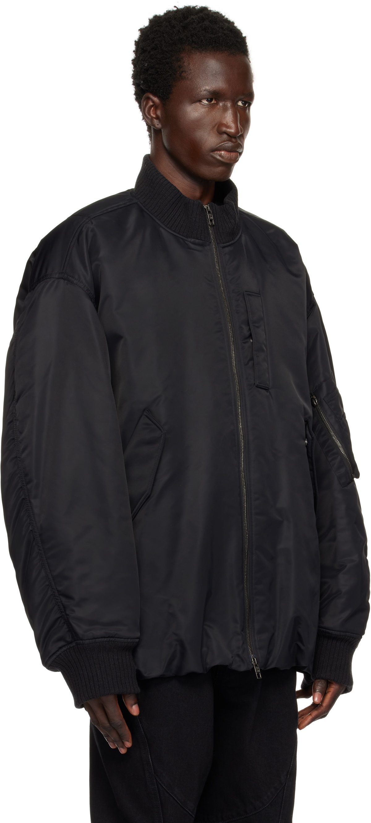 WOOYOUNGMI Black Over Fit MA-1 Bomber Jacket