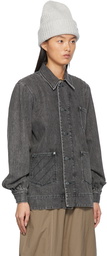 GANNI Grey Quilt Denim Jacket