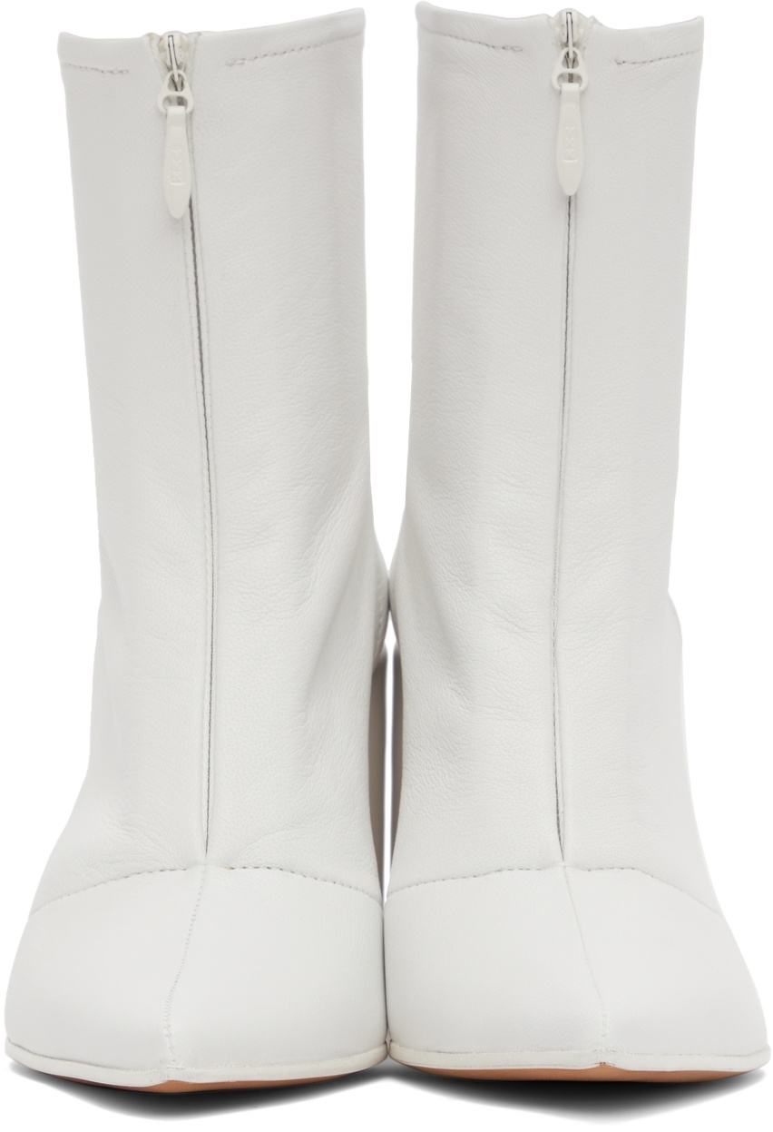 MM6 Maison Margiela White Front Zip Ankle Boots MM6 Maison
