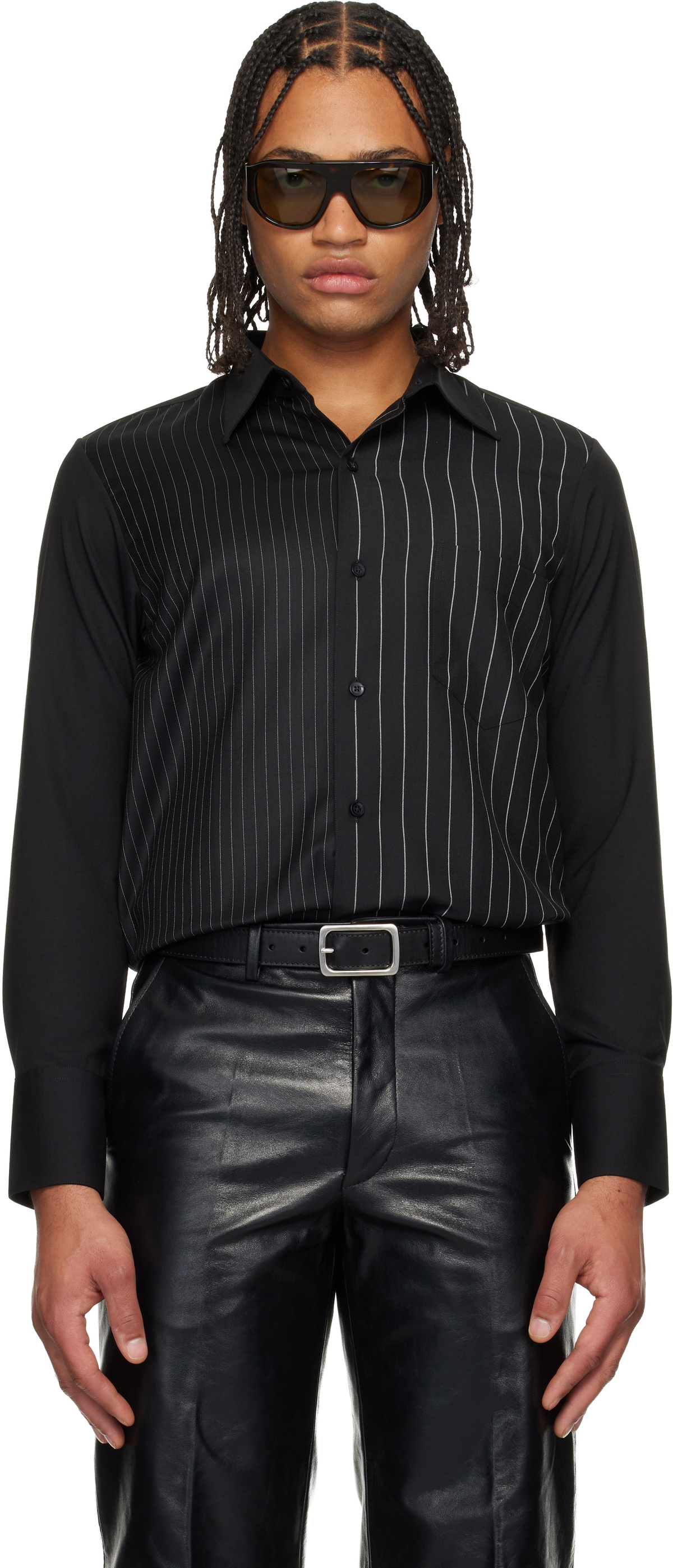 Ernest W. Baker Black Studded Collar Shirt Ernest W. Baker