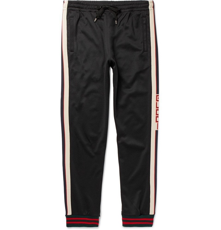 Photo: Gucci - Striped Tech-Jersey Sweatpants - Men - Black