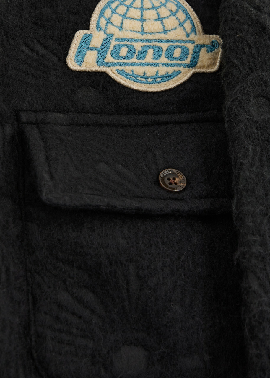 Honor The Gift Floral Jacquard Brushed-knit Overshirt Black