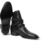 AMIRI - Embellished Croc-Effect Leather Jodhpur Boots - Black