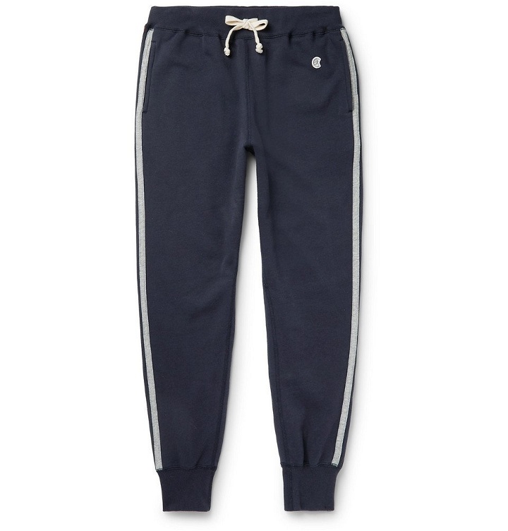 Photo: Kingsman - Todd Snyder Champion Harry's Slim-Fit Tapered Striped Cotton-Blend Jersey Sweatpants - Navy