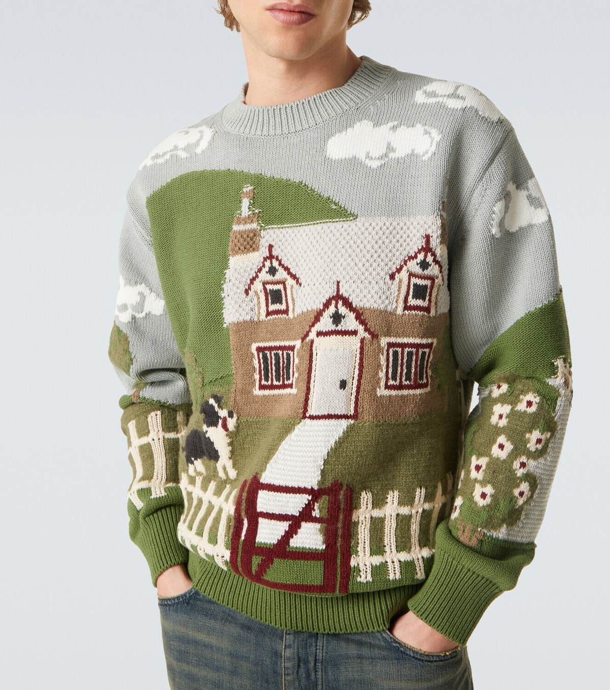 Junya Watanabe Intarsia cotton and wool sweater