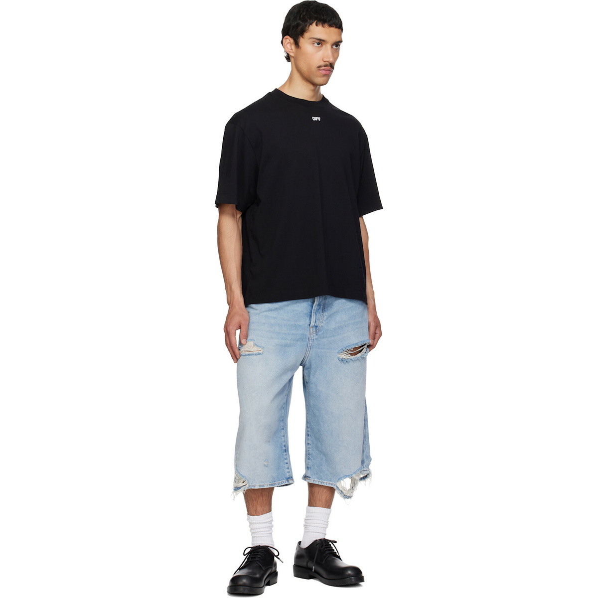 Off-White Black Rubbed Paint Arrow Skate T-shirt
