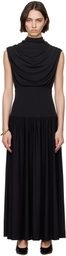 Kallmeyer Black Victoria Draped Maxi Dress
