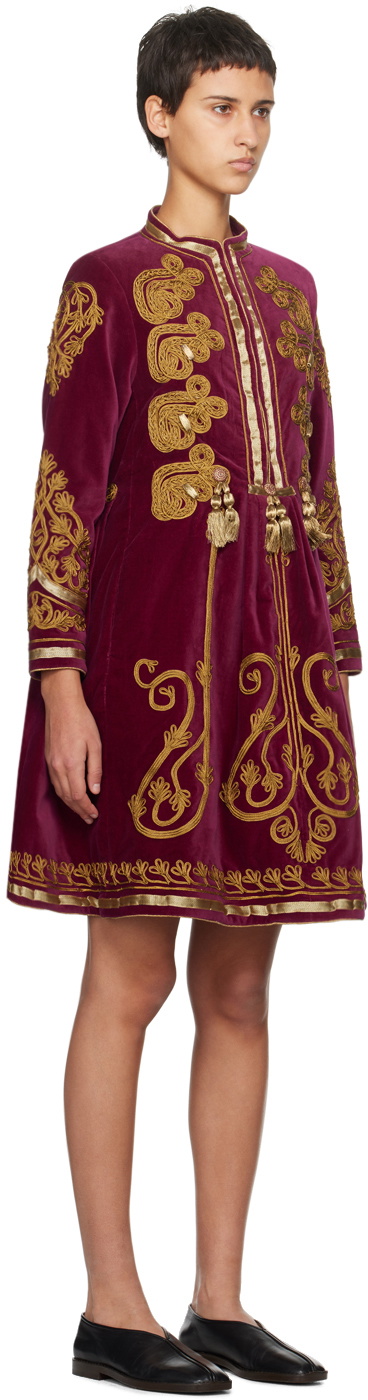 Bode Purple Rothermel Theater Midi Dress