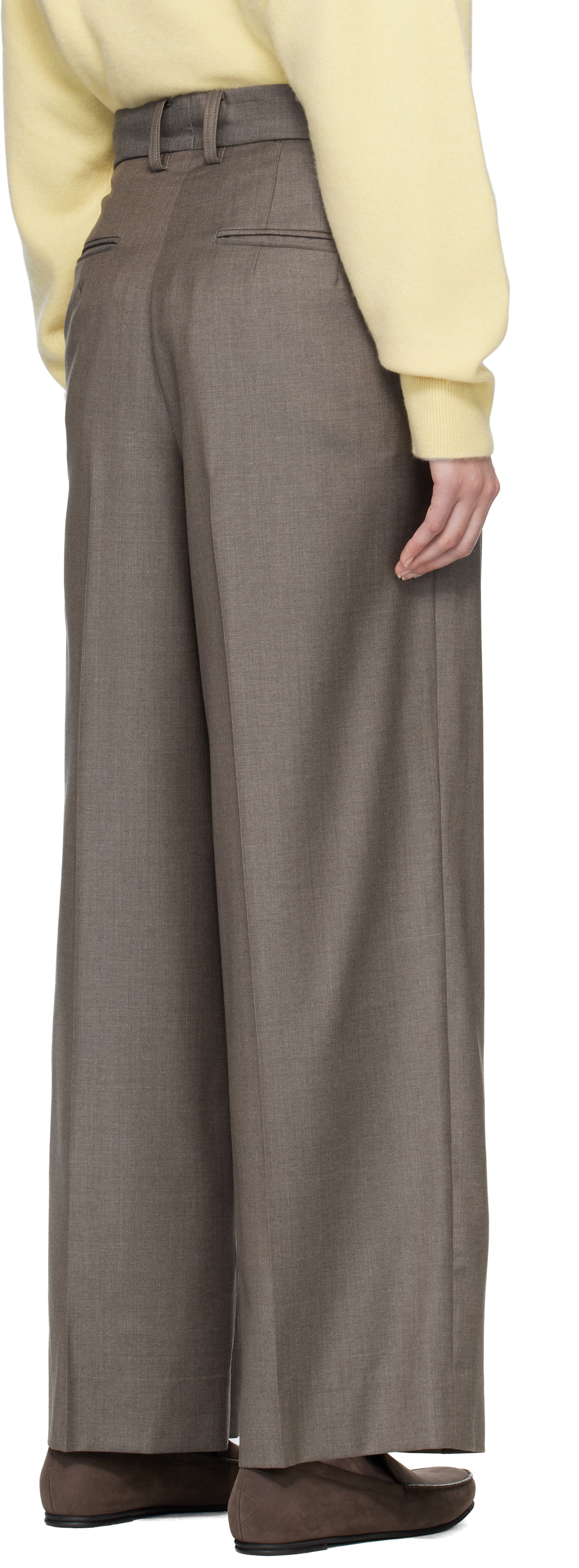 ssstein Gray Extra Fine Wool Long Wide Trousers