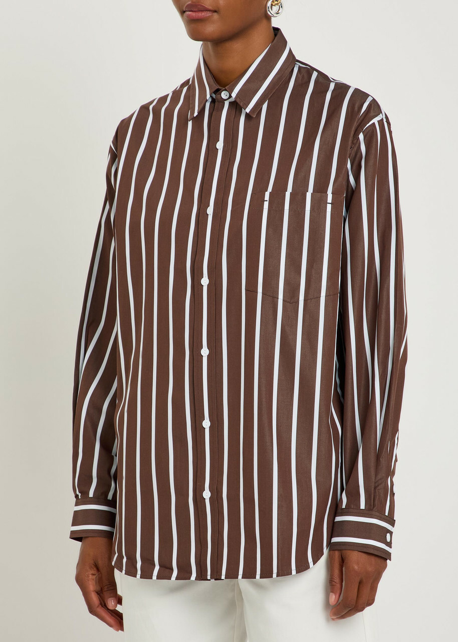 Matteau Striped Cotton-poplin Shirt Brown