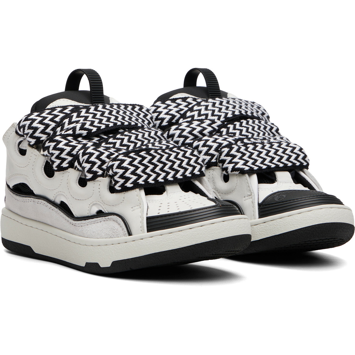 Lanvin White & Black Bicolor Curb Sneakers