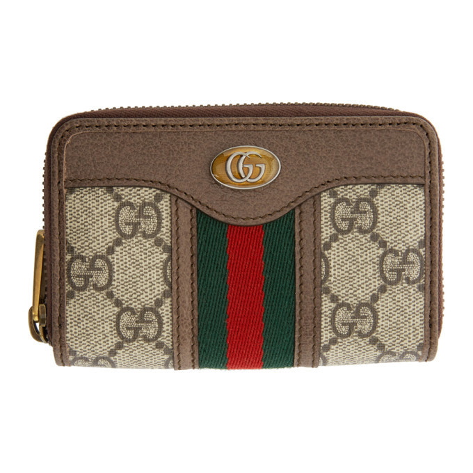 Photo: Gucci Beige and Brown Ophidia Zip Around Card Holder