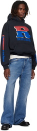 Rhude Black Split Petrol Logo Hoodie