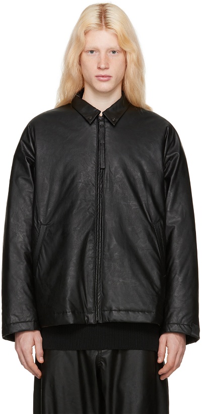 Photo: N.Hoolywood Black Darted Faux-Leather Jacket