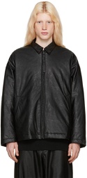 N.Hoolywood Black Darted Faux-Leather Jacket