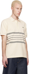 Lacoste Off-White 'French Made' Classic Fit Striped Polo