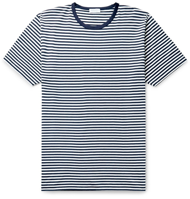 Photo: Sunspel - Striped Cotton-Jersey T-Shirt - Blue