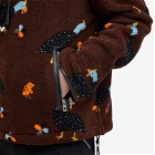 Loewe Men's Bird Print Fleece Anorak in Chocolate Brown/Multi