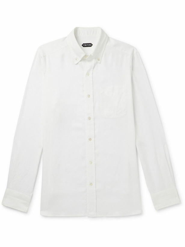 Photo: TOM FORD - Button-Down Collar Lyocell-Poplin Shirt - White