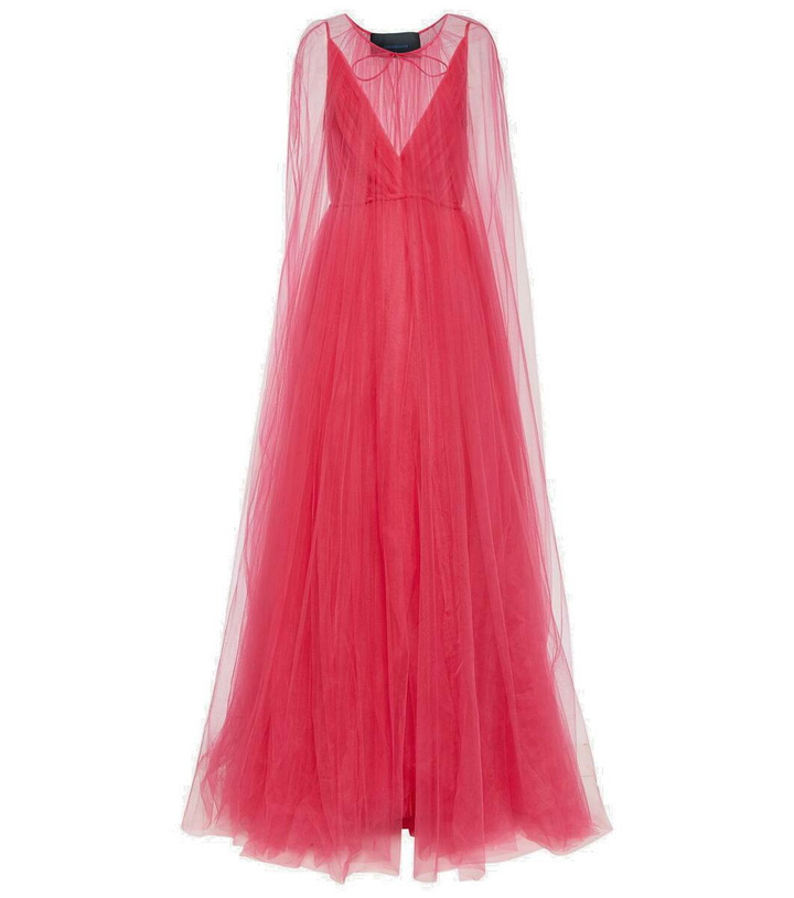 Photo: Costarellos Cassandra caped tulle gown