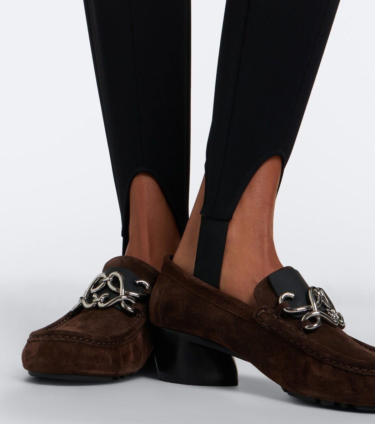Loewe Dive Double L suede loafer pumps