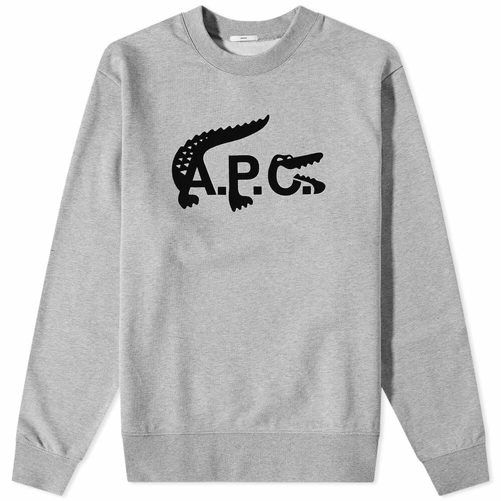 Photo: A.P.C. x Lacoste Crew Sweat in Heathered Grey