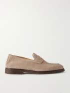Brunello Cucinelli - Flex Suede Penny Loafers - Neutrals