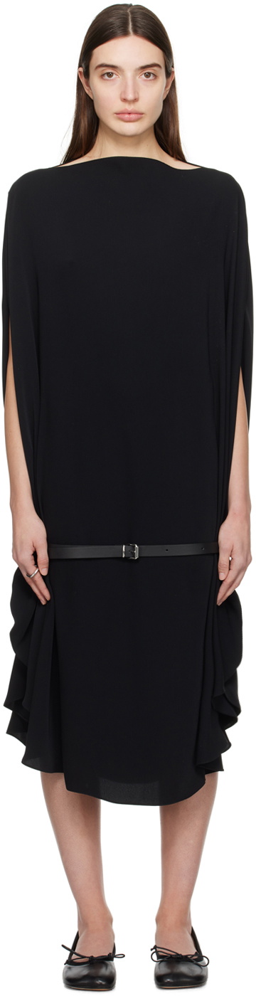 blue dress for baby girl Midi Black Dress with Belt S