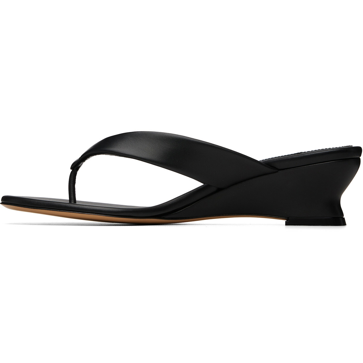 Le Monde Beryl Black Micro Wedge Thong Heeled Sandals