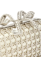 Self-portrait Bow Crystal-embellished Satin box Clutch - Cream - One Size
