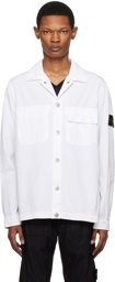 Stone Island White Press-Stud Shirt