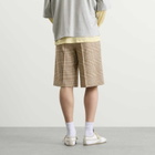 AMI Paris Men's Prince of Wales Check Tailored Short in Caramel/Blanc Creme