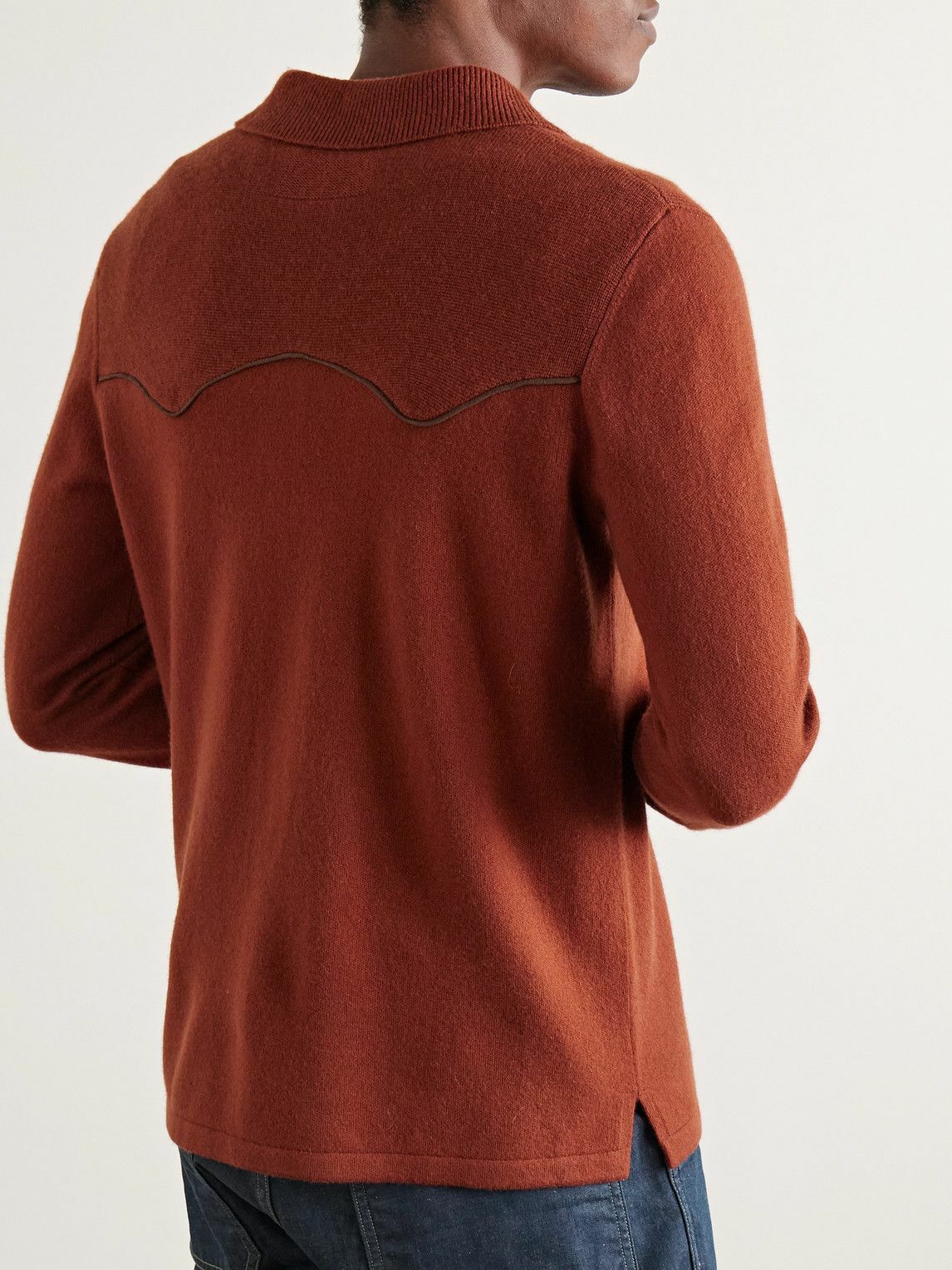 Guest In Residence - Western Felt-Trimmed Cashmere Shirt - Orange