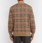 Burberry - Checked Brushed-Cashmere Sweater - Men - Camel