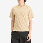 Danton Men's Fine Stripe T-Shirt in Beige/Ecru