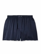 Derek Rose - Bailey Silk-Satin Boxer Shorts - Blue