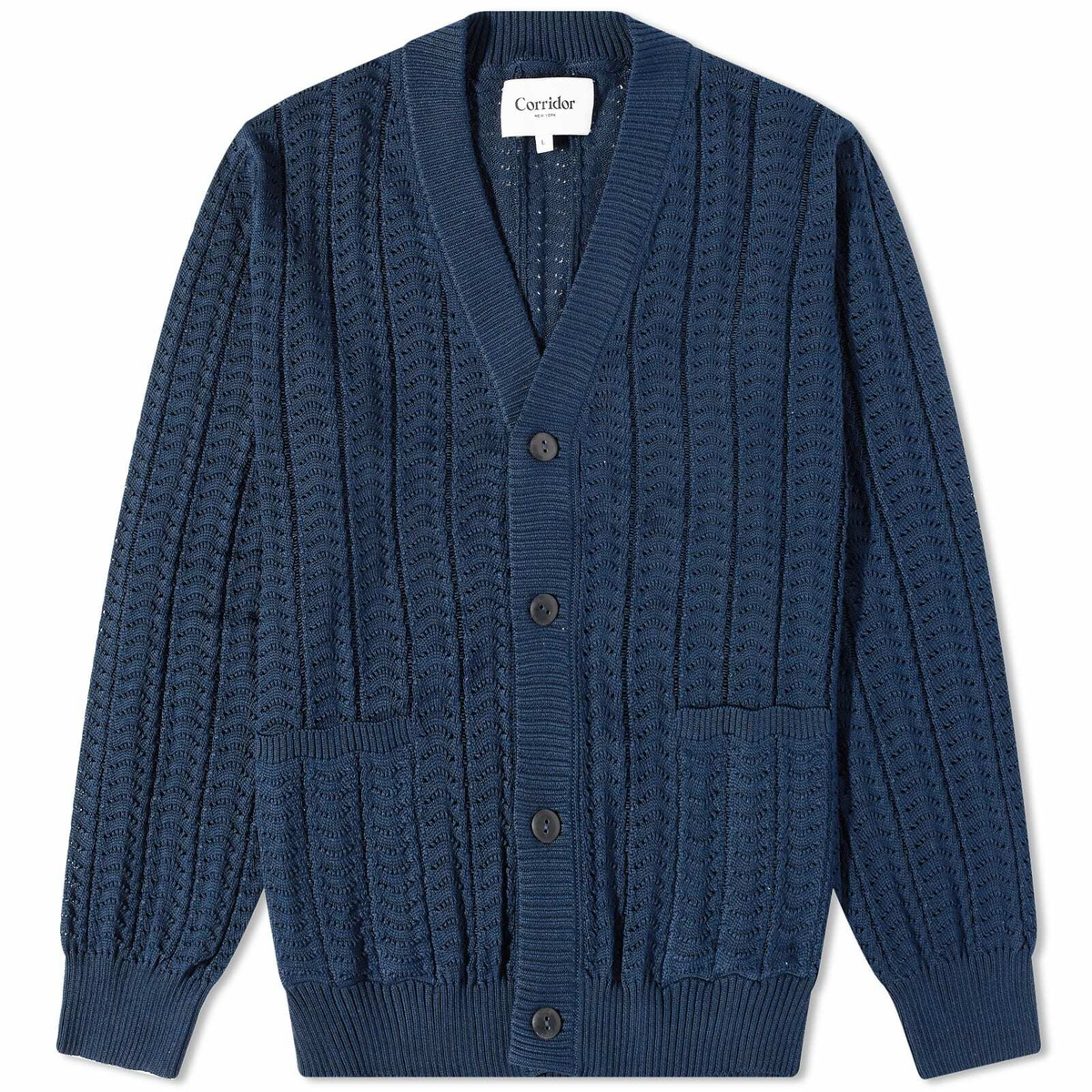 Corridor Men's Scallop Lace Cardigan in Navy Corridor