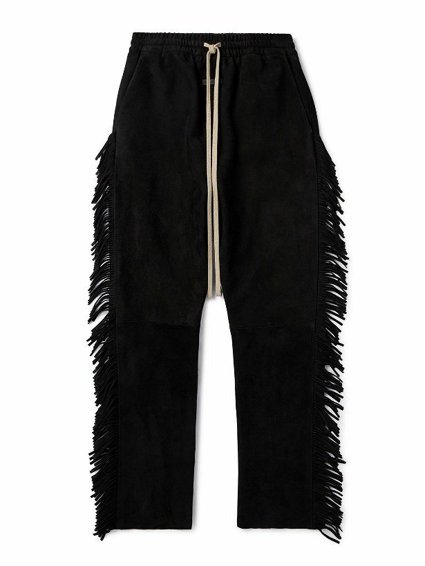 Photo: Fear of God - Forum Straight-Leg Fringed Suede Drawstring Trousers - Black
