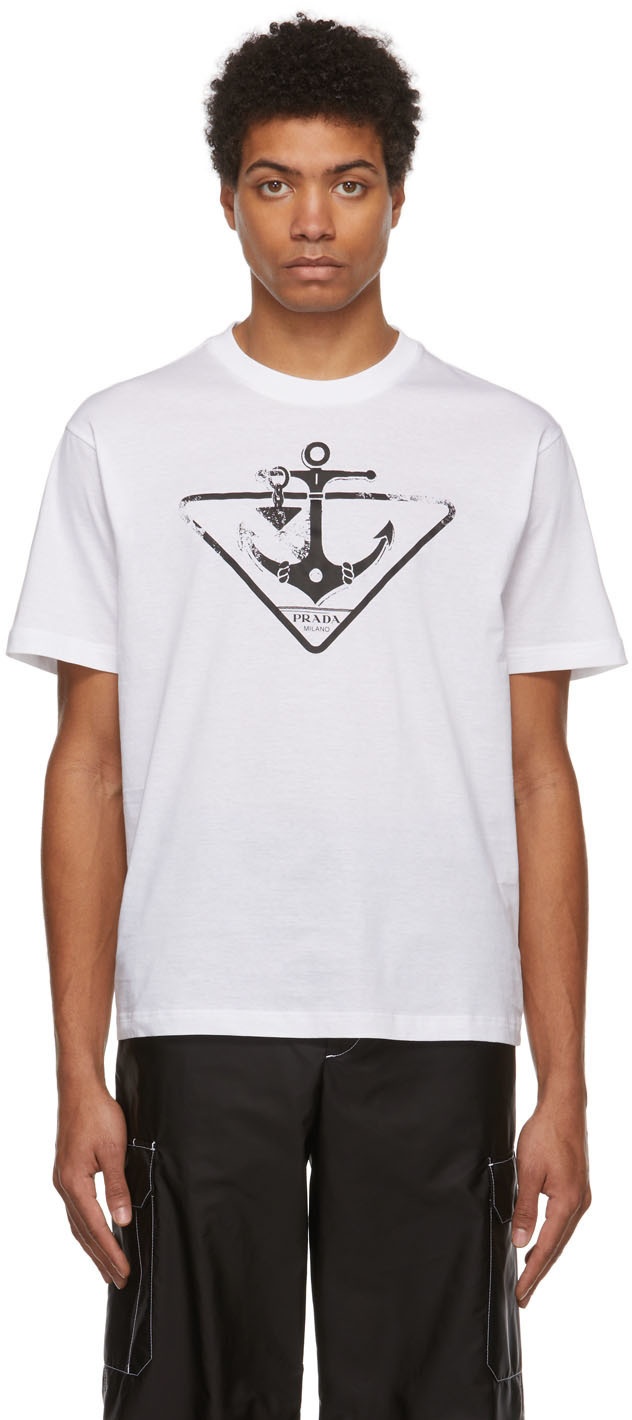 Photo: Prada White Jersey Anchor T-Shirt
