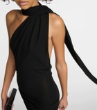 Alex Perry Scarf-detail open-back jersey minidress