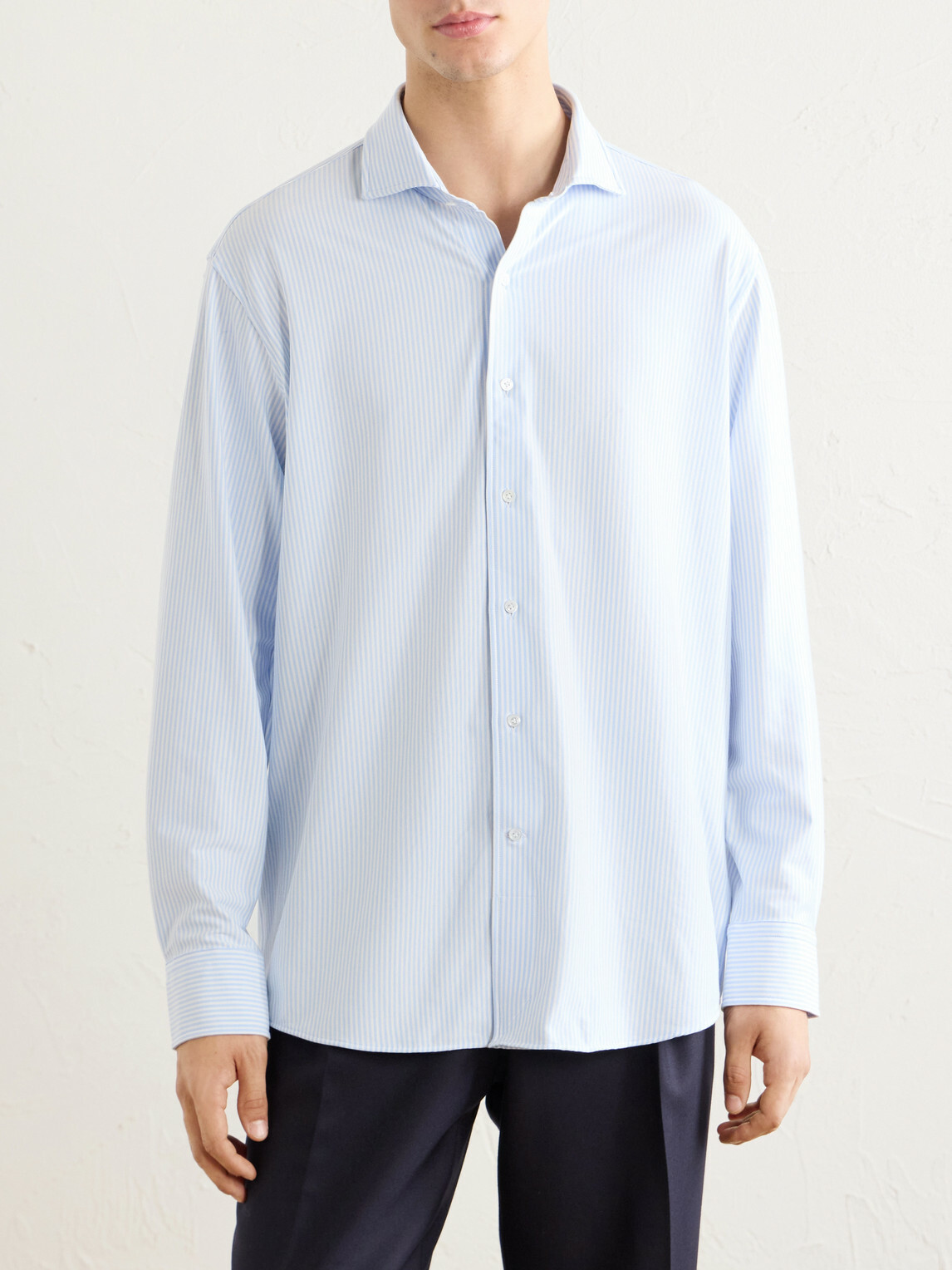 Peter Millar - Excursionist Flex Slim-Fit Striped Cotton-Blend Shirt - Blue