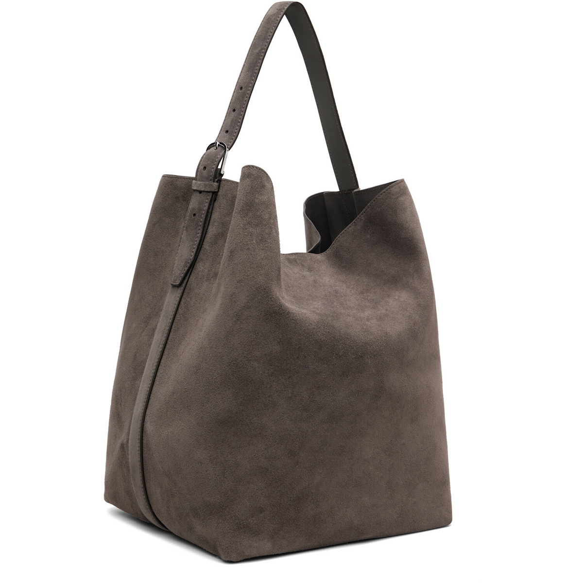 TOTEME Gray Belted Suede Tote