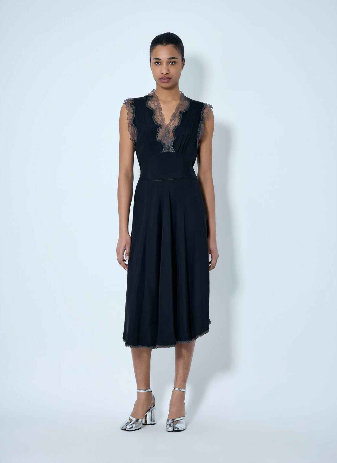 Maison Margiela Lace Trim Midi Dress