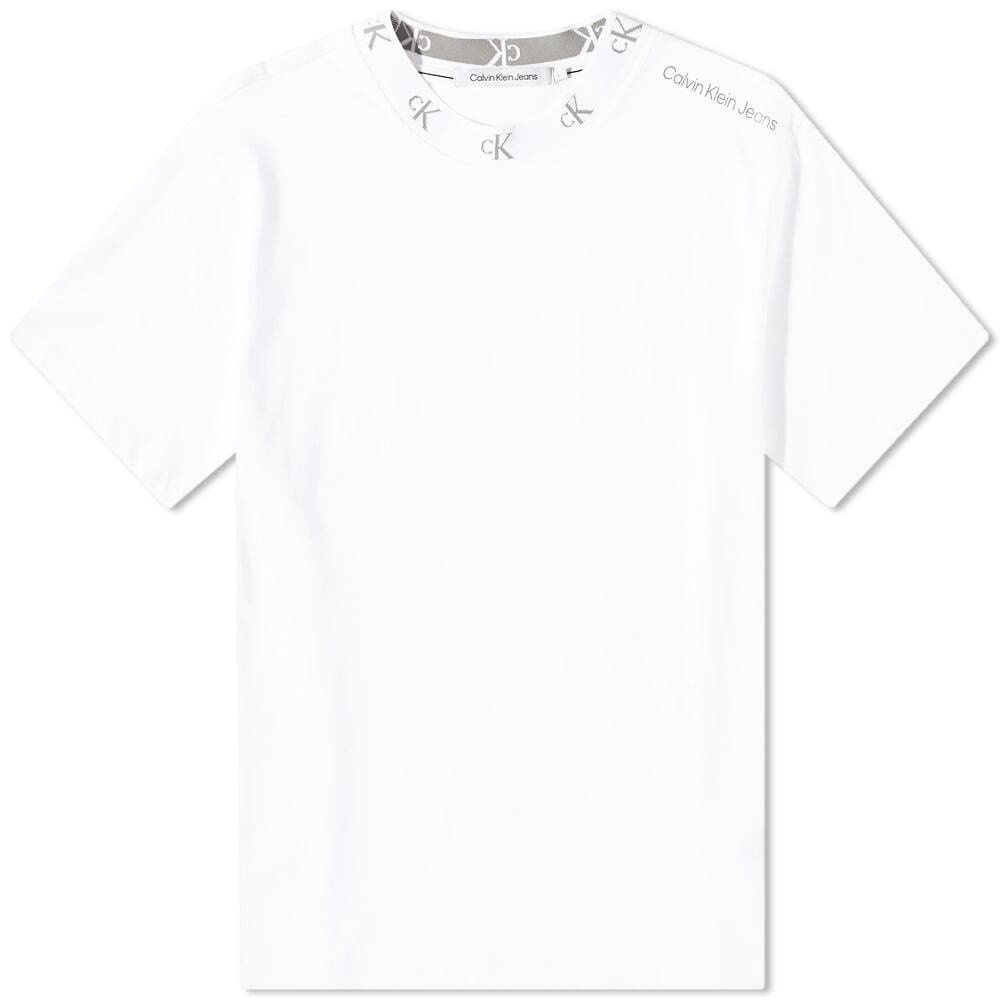 Calvin Klein Men\'s Logo Jacquard T-Shirt in Bright White Calvin Klein