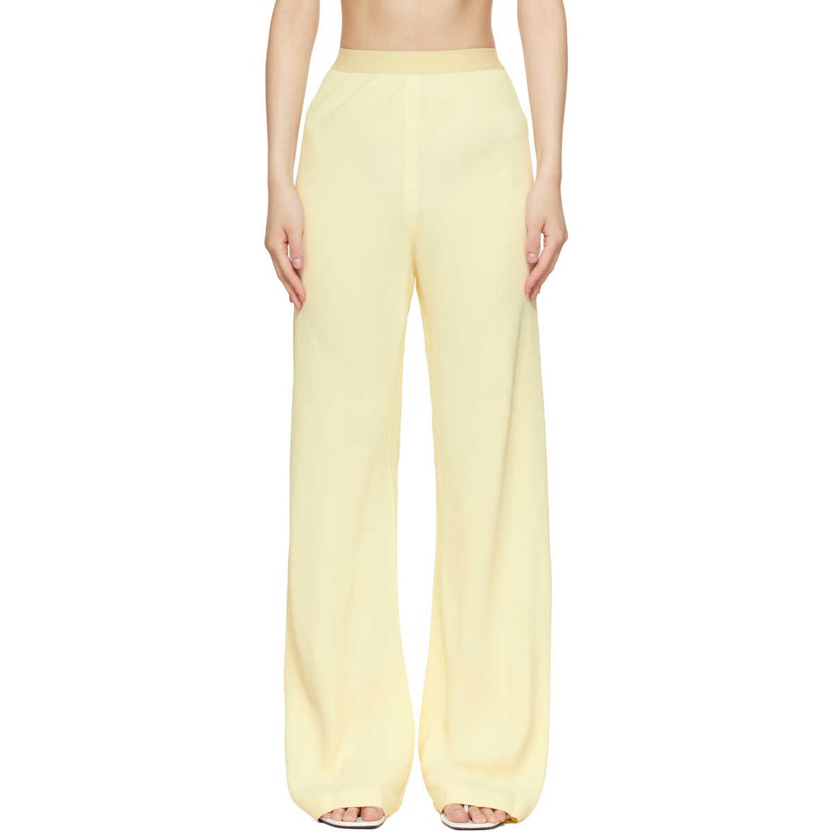 WARDROBE.NYC Beige Crepe Bias-Cut Trousers