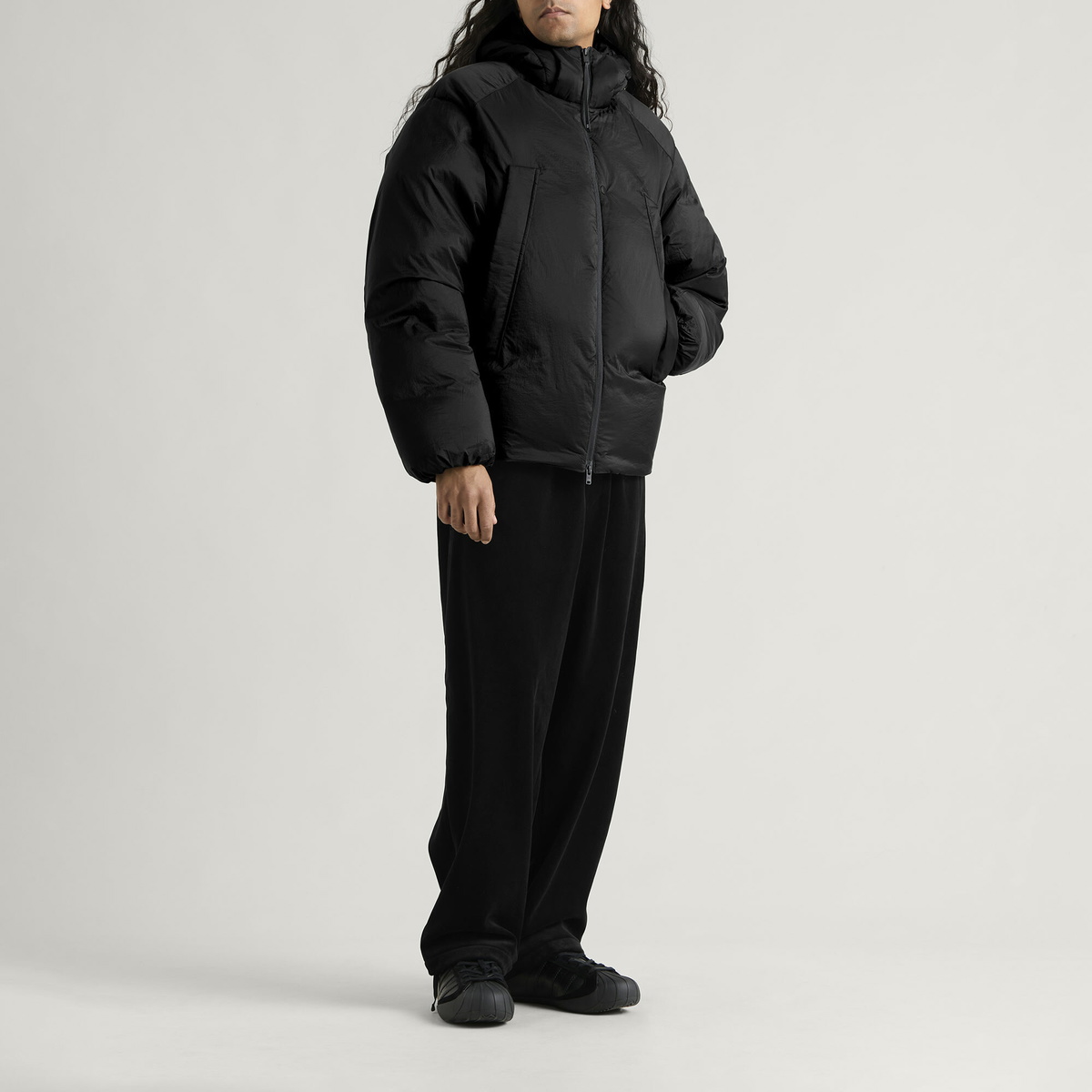 Y-3 Men's Hooded Puffer Jacket in Black